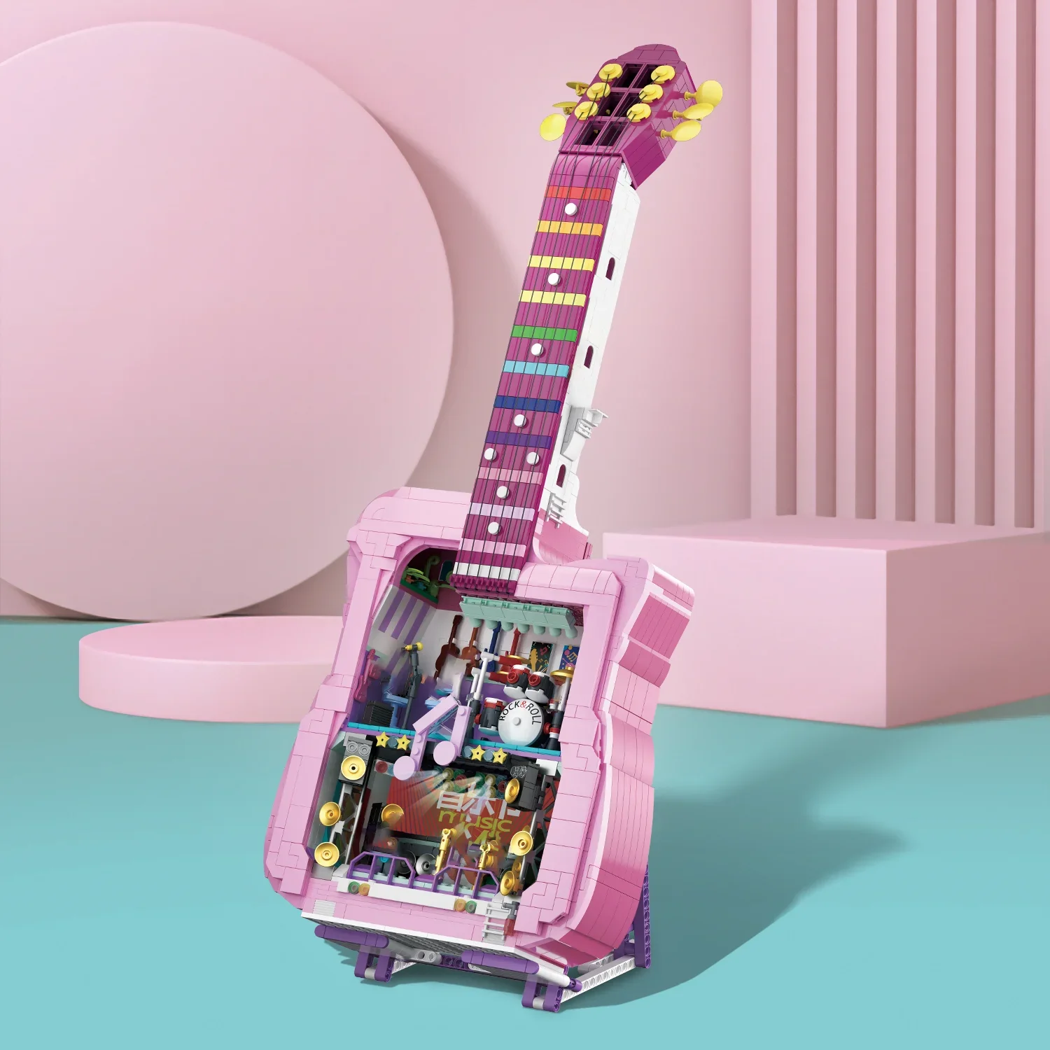 Gitarren bausteine Musik instrument Musik serie Mini Band Gitarre DIY Montage Mikro Ziegel Lernspiel zeug Geschenk für Kinder