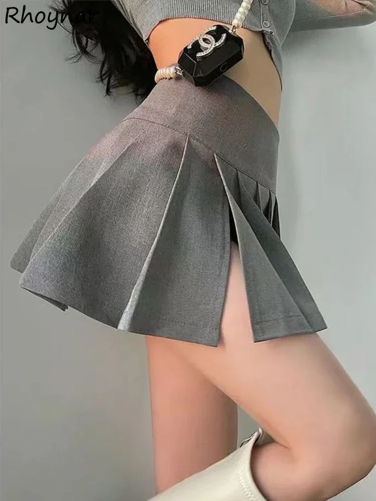 

Мини-юбки женские Hotsweet чистые плиссированные в консервативном стиле молодежная простая уличная одежда с разрезом по бокам и высокой талией клубные сексуальные летние дизайнерские новинки