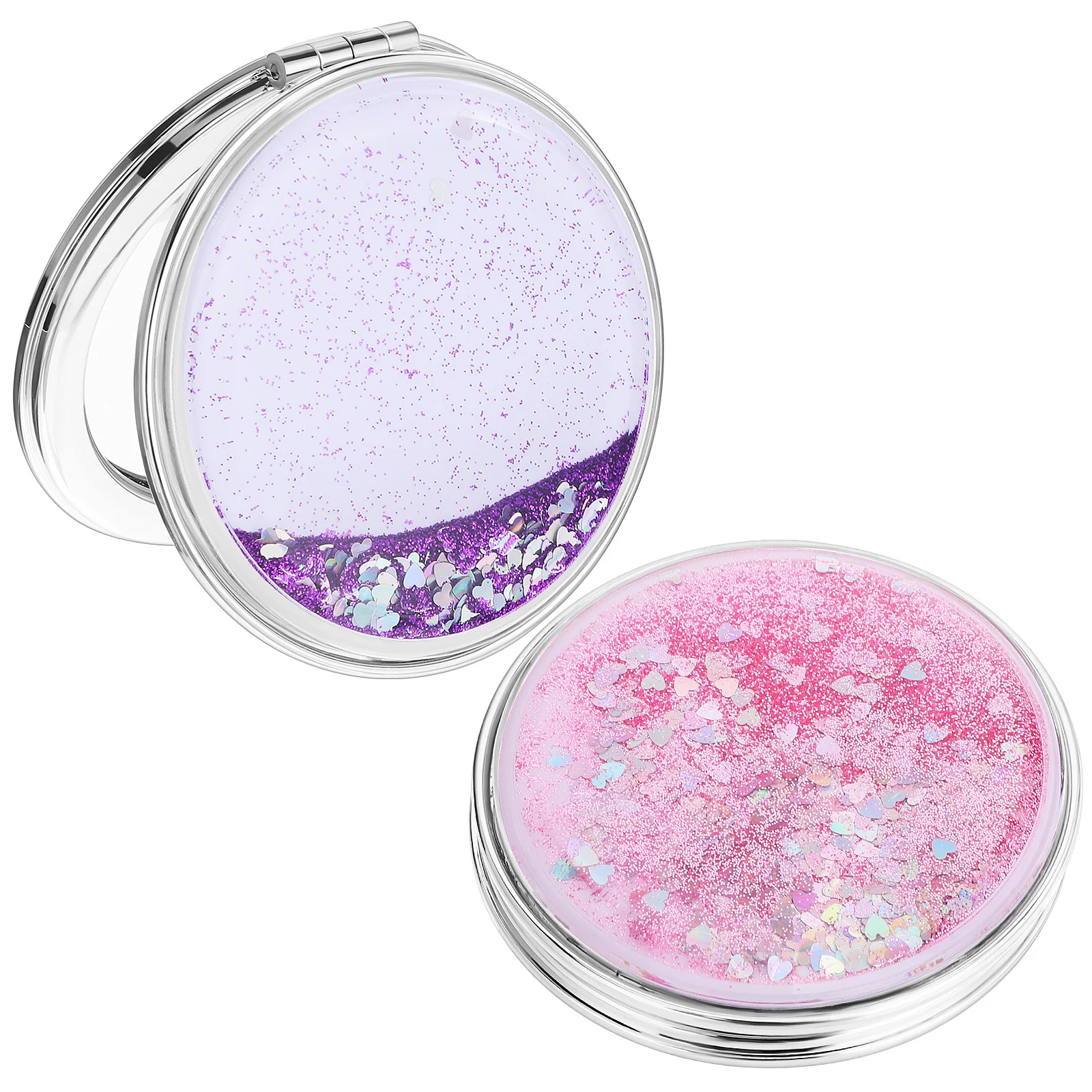 Miroir de maquillage Portable pliable, 2 pièces, mignon, Compact, Mini grossissement Double face, miroir de vanité de poche de voyage pour le maquillage et le toilettage