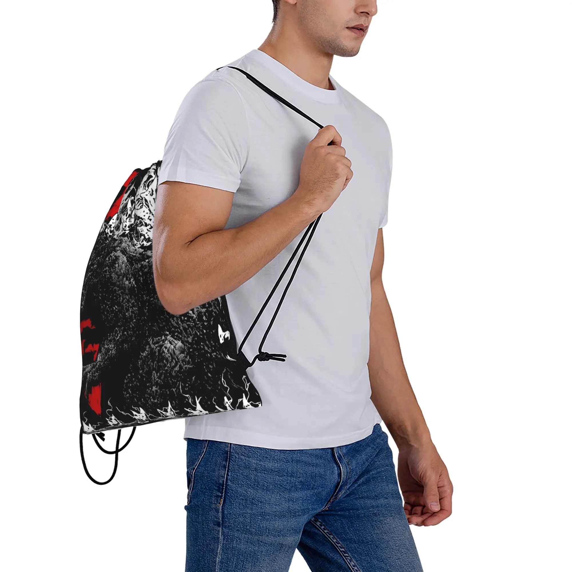 1 pc Angry Roar Godzilla Print Drawstring Bags Men Women Storage Backpack Teenager Travel Bag view 5