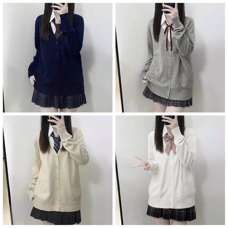 

Japanese Casual Knit No Pocket Women Cardigan Sweet Sweater Versatile Long Sleeved JK Outerwear 2025 Fashion Autumn Winter New
