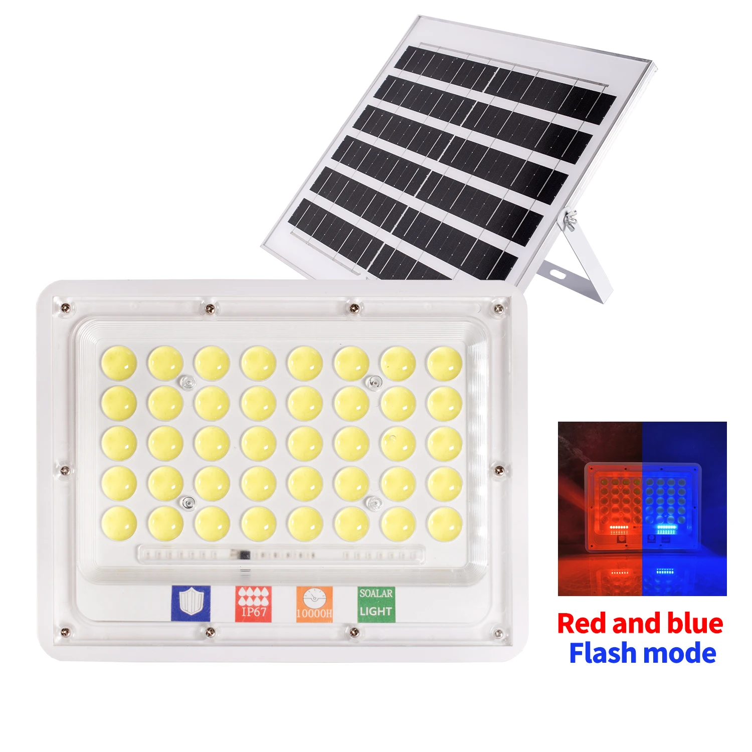 Solar Flood Lights Outdoor 200W LED Solar Light Separate Panel for Garden Garage Waterproof Wall Lights Red and Blue Flashlight