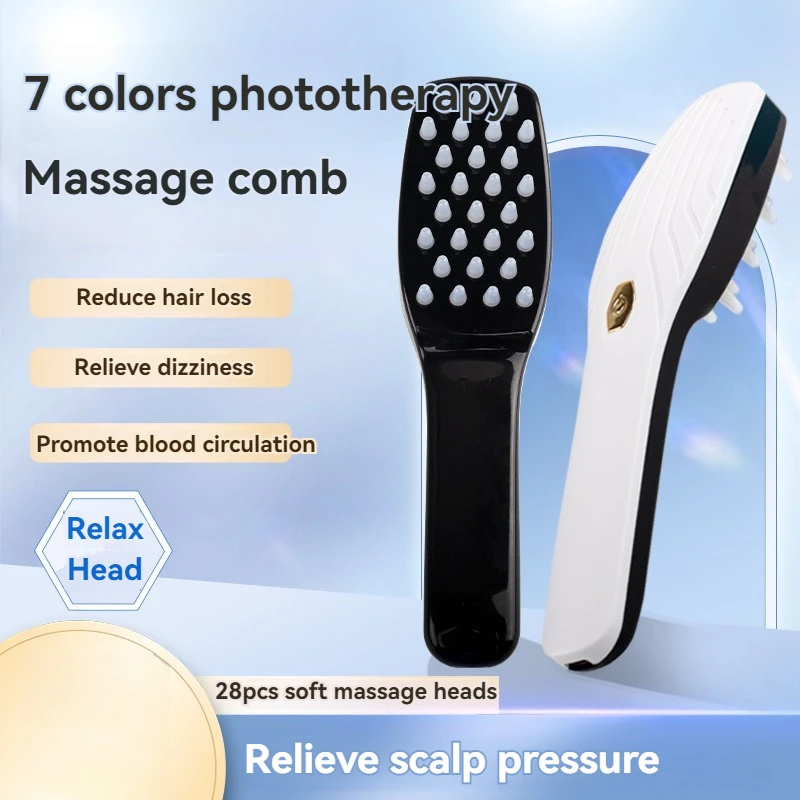 Multifunctional Deep Vibrating Hair Brush Comb Massager Scalp LED Hair Growth Easy to carry