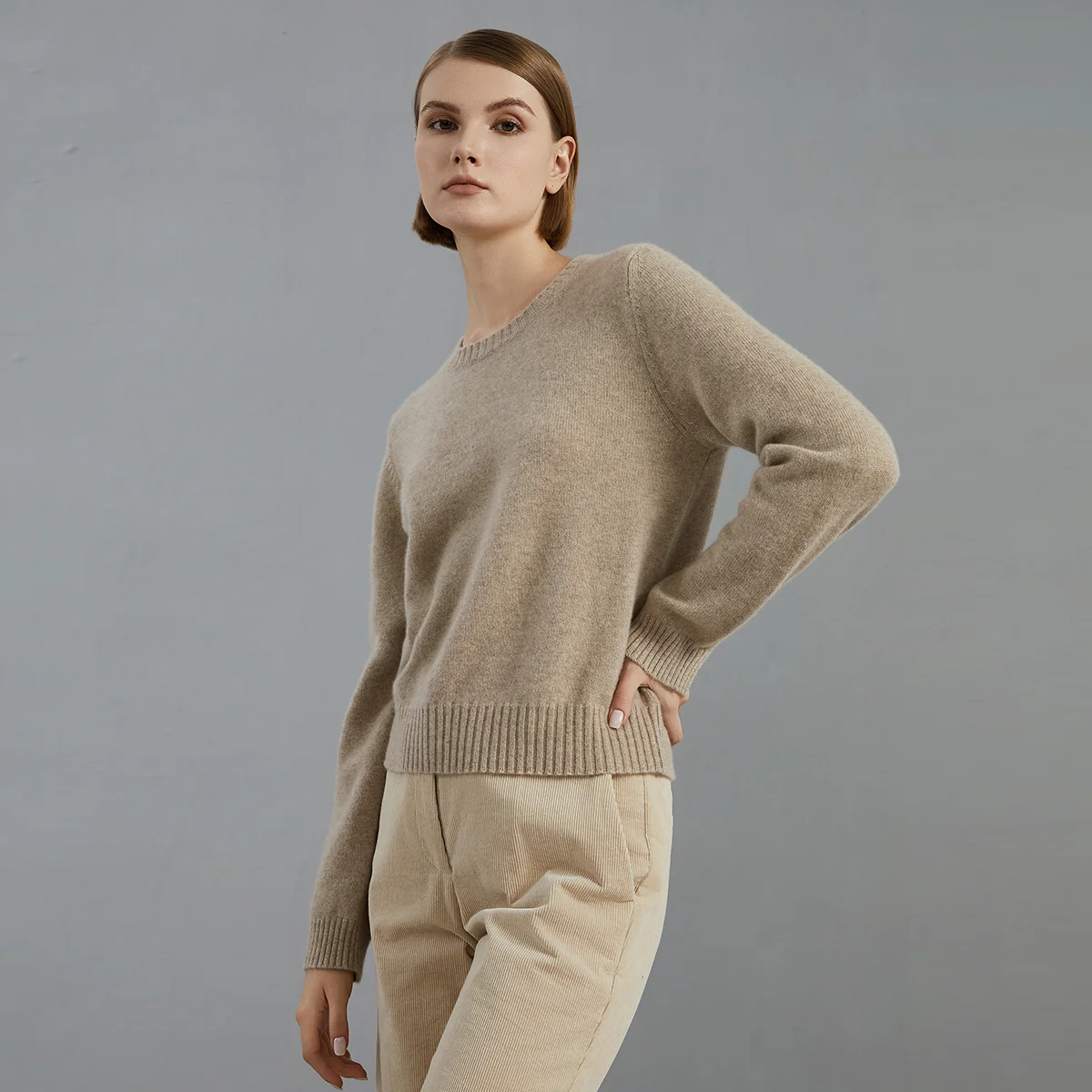 BC748 High Quality Luxury Women's Clothing 100% Cashmere crew neck Pullover Knitted Sweater winter