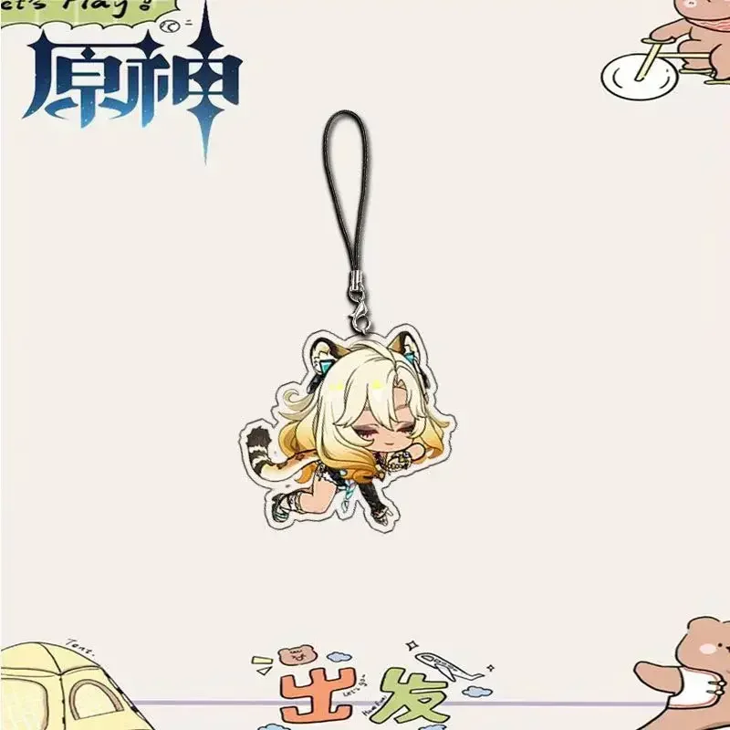 genshin Xilonen Cartoon Anime Pendant Keychains Holder Car Key Chain Key Ring Phone Bag Hanging Gifts Accessories