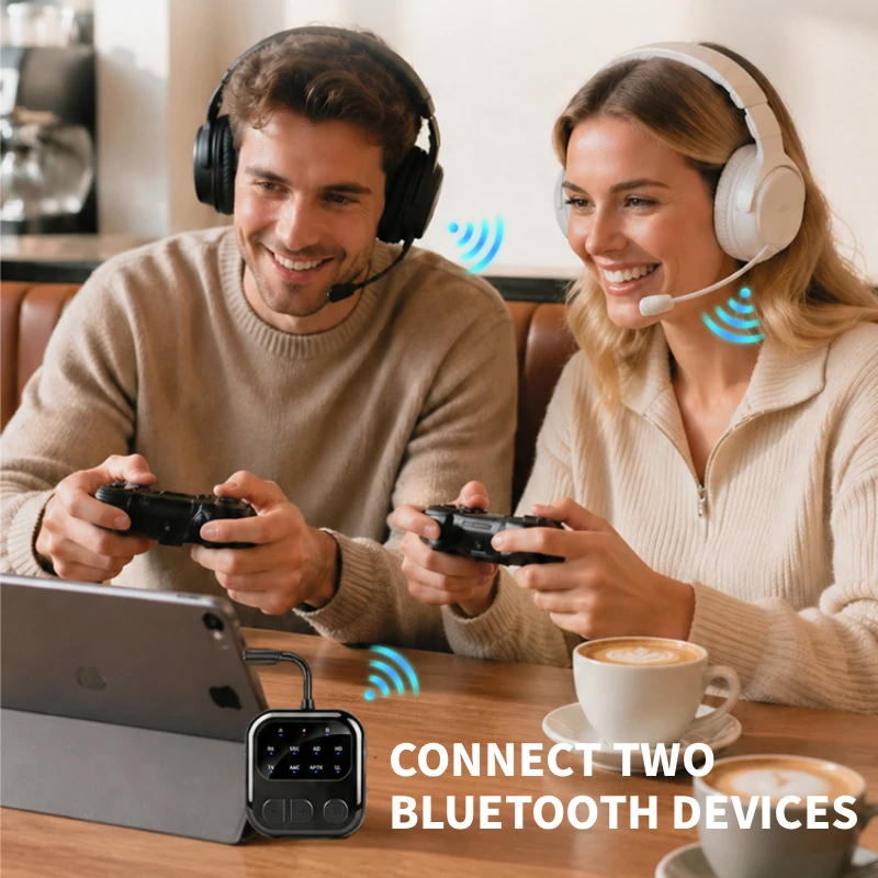 KEBIDUMEI Bluetooth 6.0 Audio Reciever Transmitter 3.5mm AUX HIFI Music Dual Stream Wireless Adapter With Mic for TV Car Flight