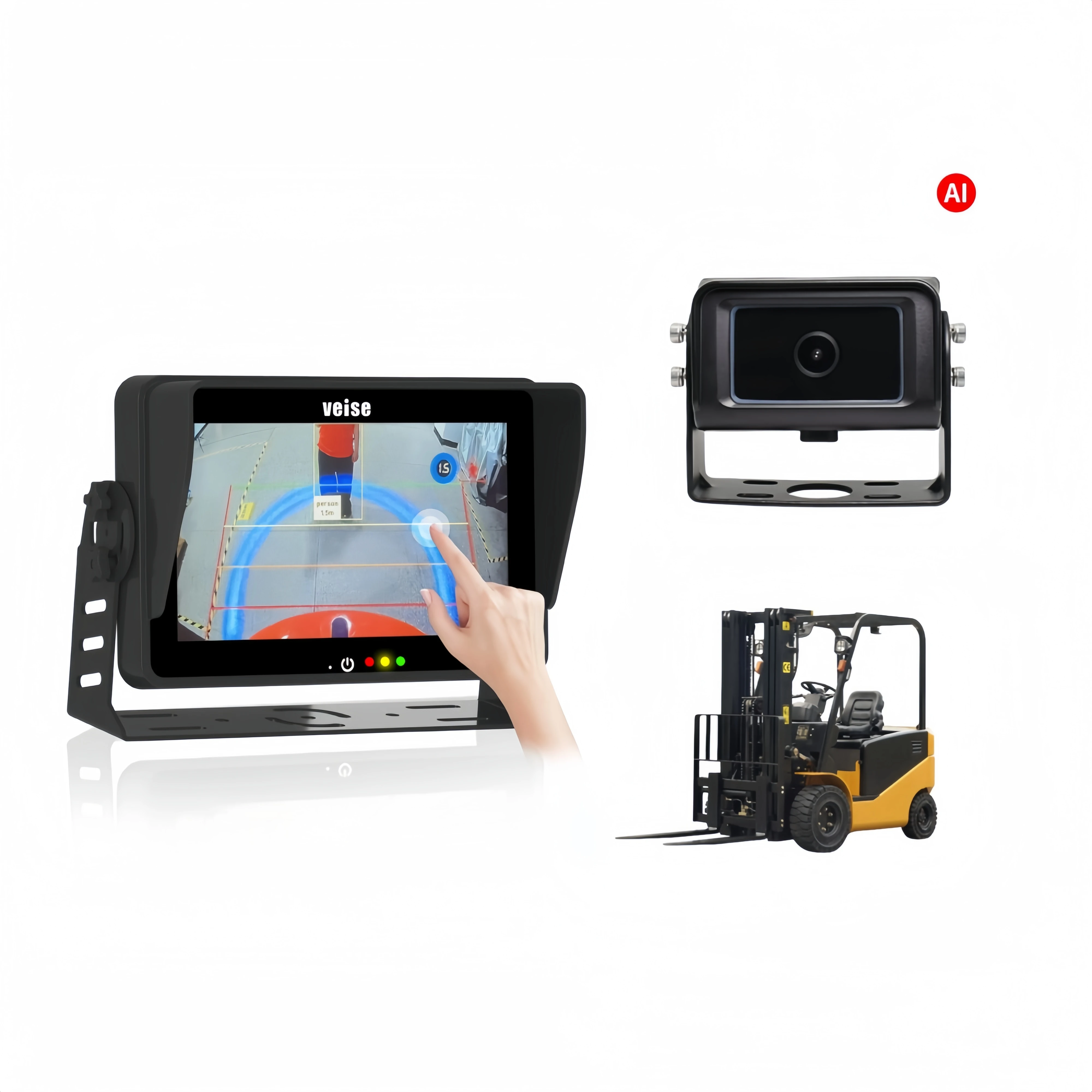 

VEISE Touch Screen Audible Alarm ADAS BSD1080P AHD Forklift Truck Rear View Camera Backup Camera Detecting Human And Vehicles