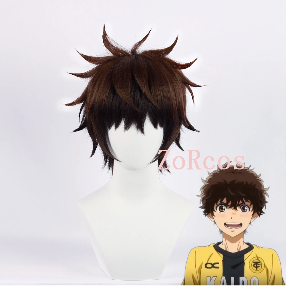 Anime Ao Ashi Ashito Aoi Cosplay Wig Costume Ashito Aoi Black Brown Curly Short Hair Man Woman Heat Resistant Synthetic Wigs