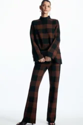 Ethereal  2023  winter new style of Vintage casual classic plaid commuter knit pants