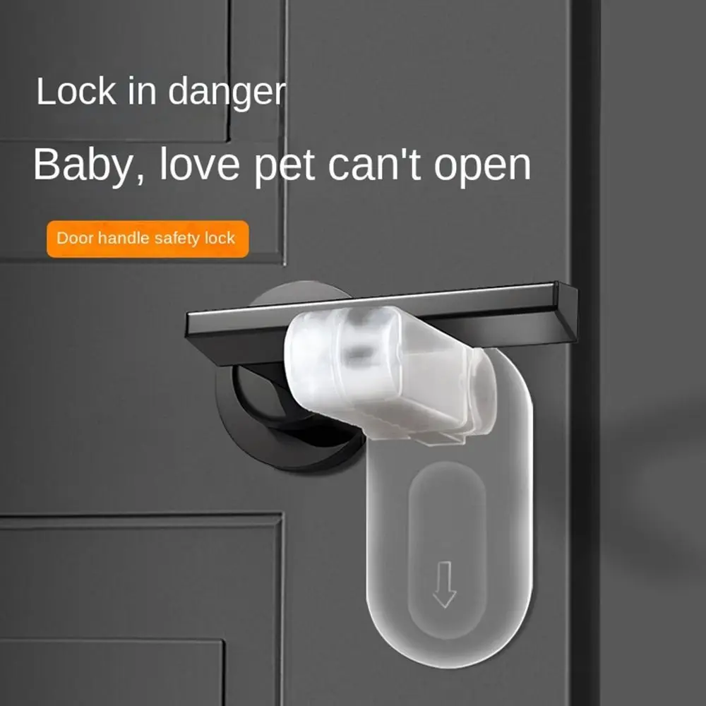 ABS Door Handle Lock Anti-pinch Multifunctional Child Safety Lock Self Adhesive Transparent Safety Protection Buckle Door Handle