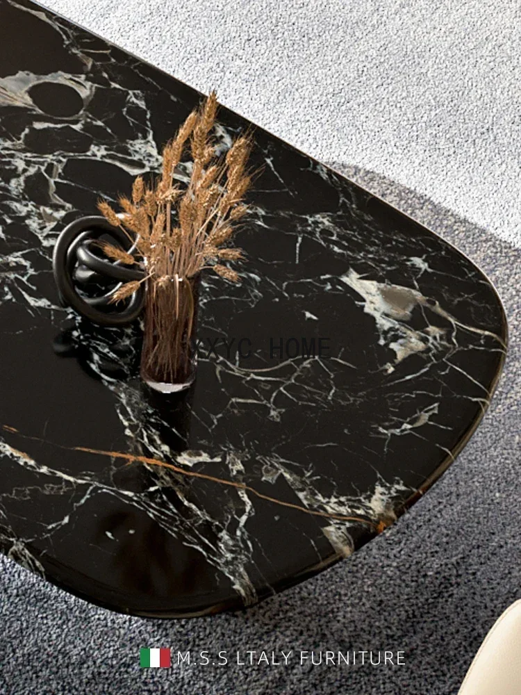 Light Luxury Coffee Table High-End Natural Marble Long End Table Living Room Combination Sets