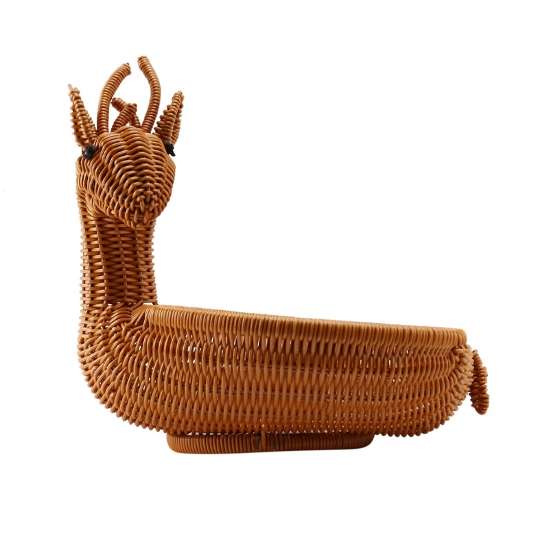 Abwr-keranjang buah anyaman rotan, keranjang roti rusa imitasi mangkuk buah nampan sayuran makanan ringan keranjang bentuk hewan unik Ancien