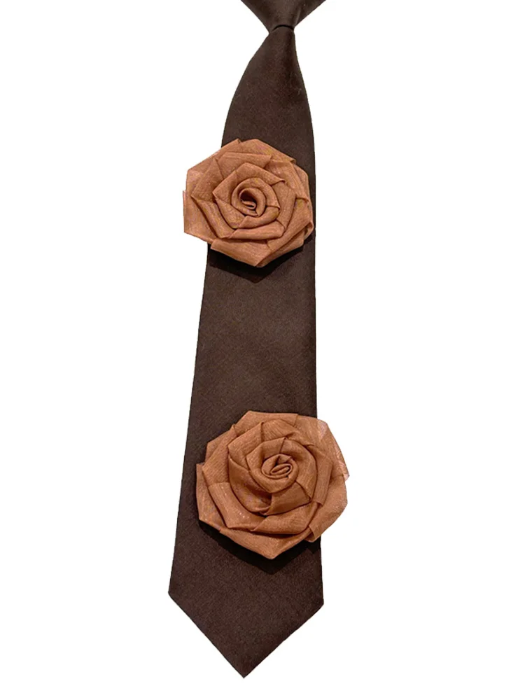 DIY Vintage three-dimensional big flower performance tie Retro knot free French romantic loli gothic style women's tie necktie