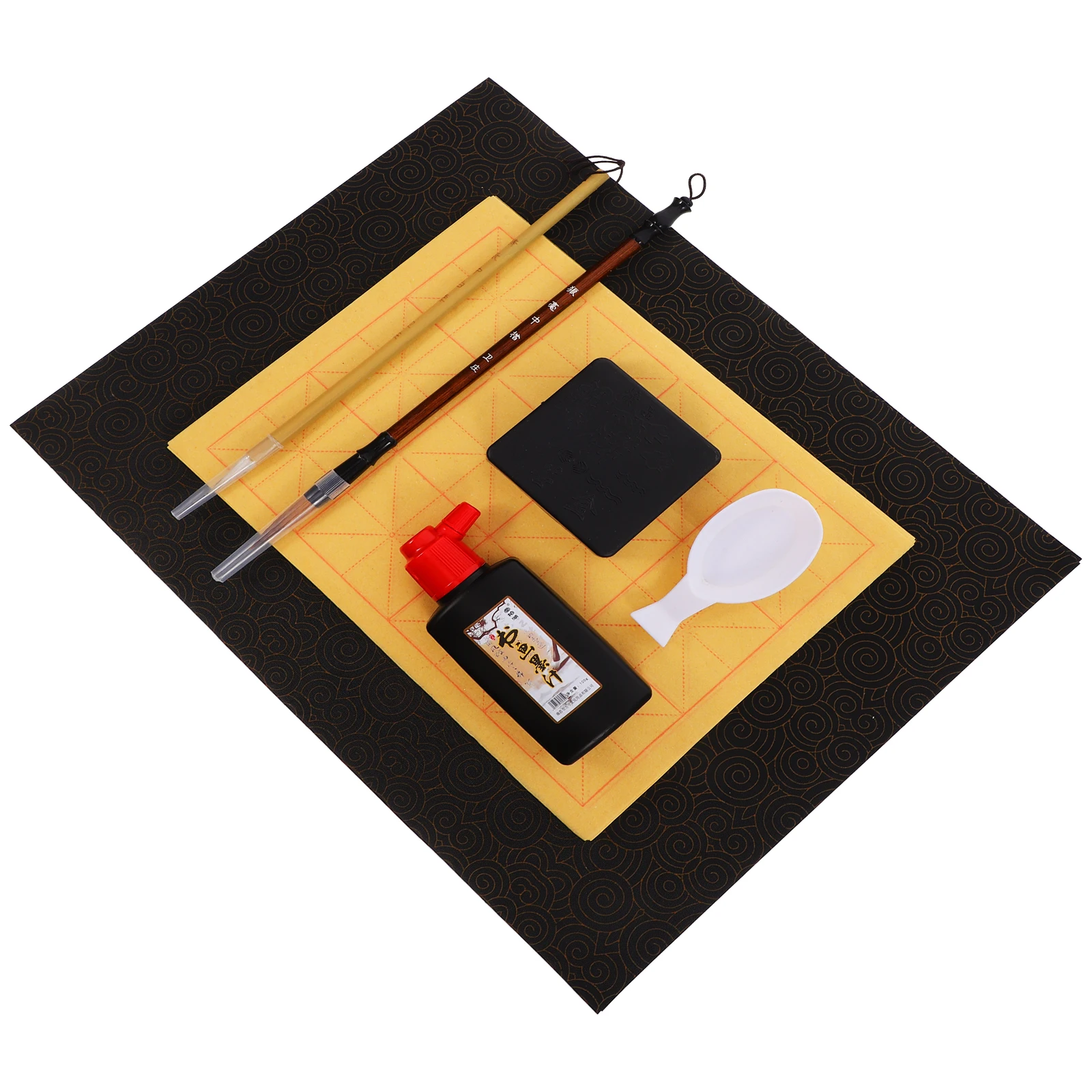 

Calligraphy Brush Set Kits Beginners Writing Brushes Ink Stone Practice Sheets Portable Paperweight Calligraphy Supplies Chinese