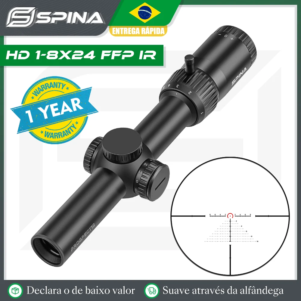 

SPINA OPTICS HD 1-8X24 FFP Tactical RifleScope Short Dot Quickly Shooting Illuminated Etched BDC&Wind Reticle Fit.308.556 CBQ