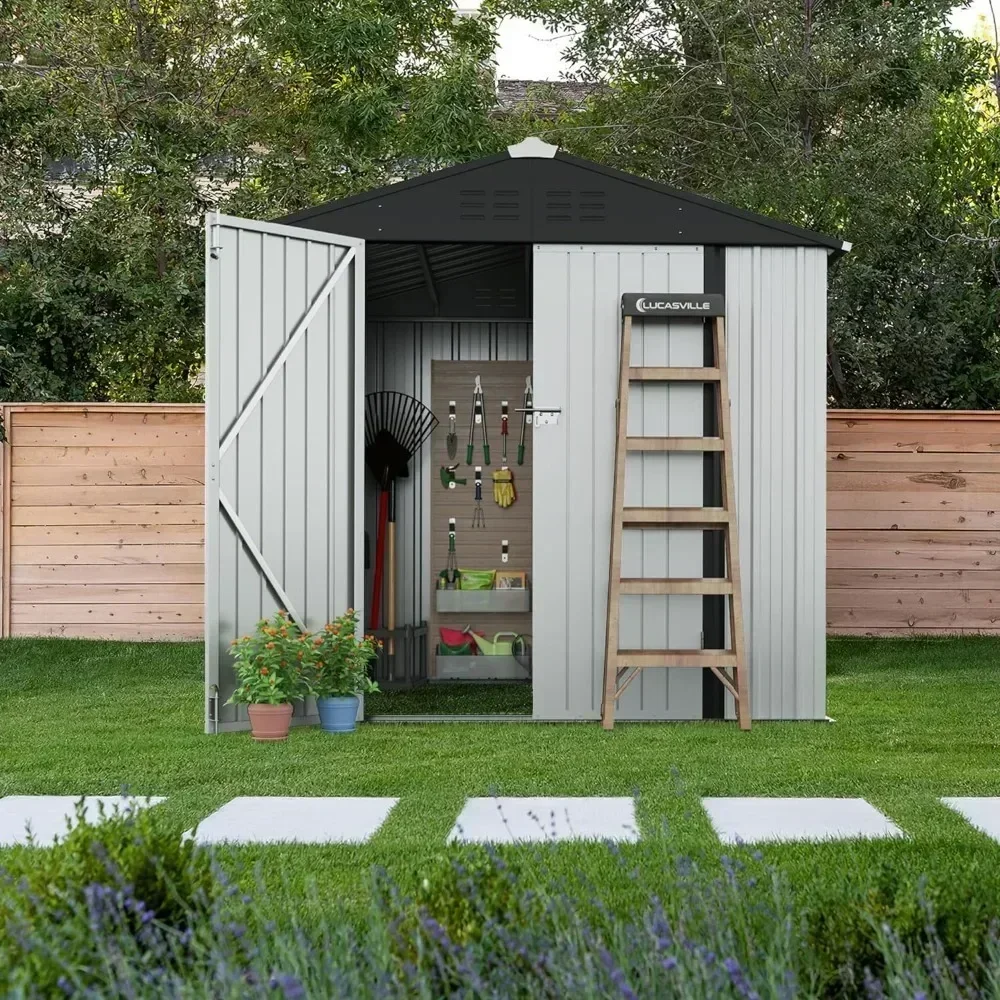 

Outdoor Storage Shed, Steel Anti-Corrosion Storages House with Single Lockable Door, Outdoor Garden Storage Sheds