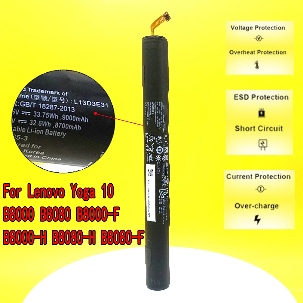 New High Quality L13D3E31 Battery For Lenovo Yoga 10 B8000 B8080 B8000-F B8000-H B8080-H B8080-F 9000mAh L13C3E31 With Tools