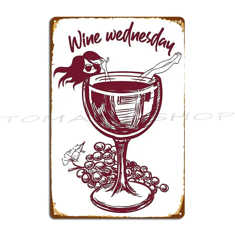 Bergschnecke Wine O`clock Save Water Drink Wine Metal Sign Cinema Club Wall Cave Wall Decor Customize  Tin Sign Poster