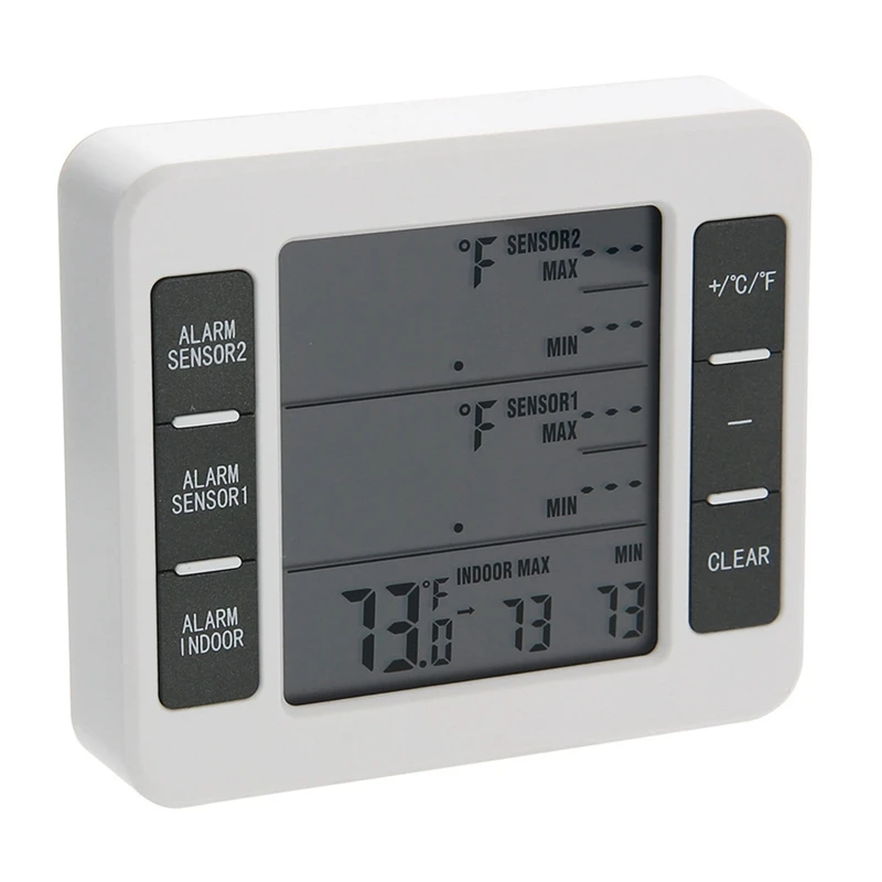 Termometer higrometer Digital LCD, pengukur suhu dan kelembaban Sensor dalam ruangan luar ruangan mudah digunakan