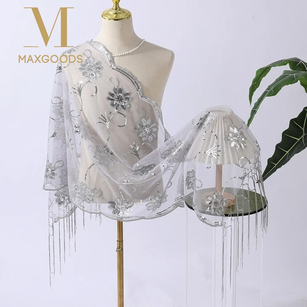

Elegant Tassel Chiffon Shawl Chiffon Long Bridesmaid Shawl Lightweight Fabric Evening Shawl Wedding Ceremony
