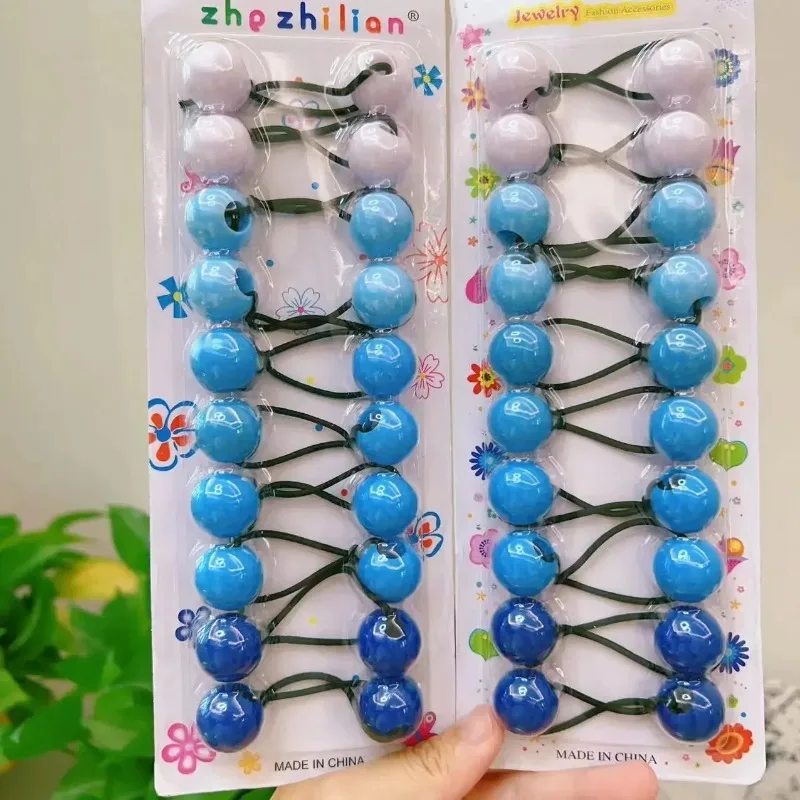 10 Stück/geflochtener Haarschmuck, Doppelkugel-Pferdeschwanz-Haargummis – bunte geformte Perlen für Kinder – ohne Papierkarte – Detail 6