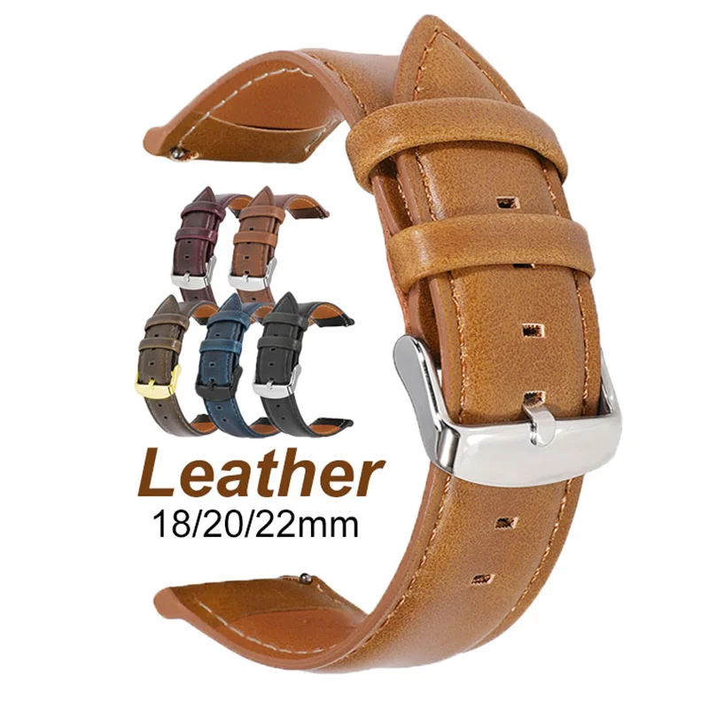 Retro Genuine Leather Watch Strap 18mm 20mm 22mm Women Men Belt Bracelet Quick Release Crazy Horse Leather Watch Band for Seiko