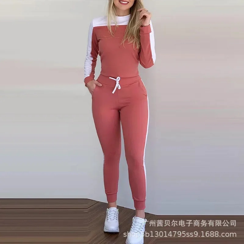 

Women's Sets Color Matching Long Sleeved Tight Casual Suit Women Two Piece Sets Womens Outifits