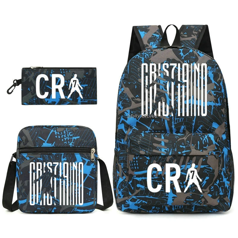 Hot CR7 Luminous Print Backpack For Teenager Girls Boy School Bag Laptop Rucksack School Gift Knapsack With Pencil Case 3Pcs Set