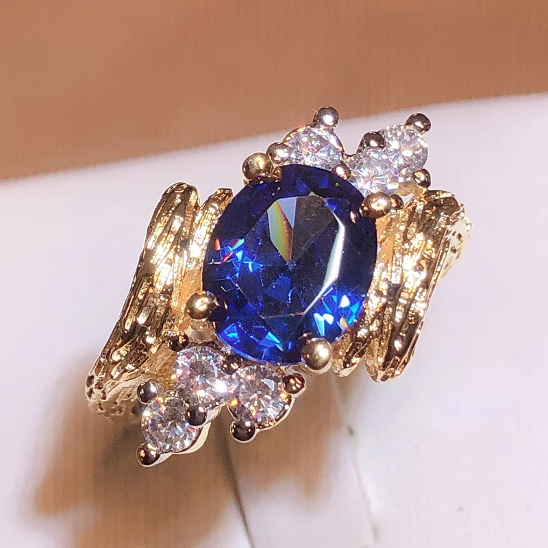 Sapphire Ring For Women 925 Stamp Jewelry With Gemstones Branch Vine Trendy Female Accessory For Party Wholesale Gift