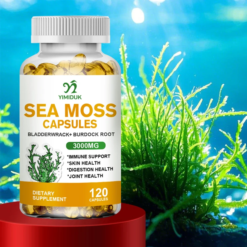 Organic Sea Moss Capsules, Burdock Root, Bladderwrack for Immune System, Gut, Skin & Energy