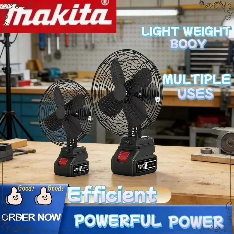 

Вентилятор для кемпинга Makita, мощный беспроводной портативный металлический вентилятор для улицы, рыбалки и рабочего стола, работающий от аккумулятора Makita