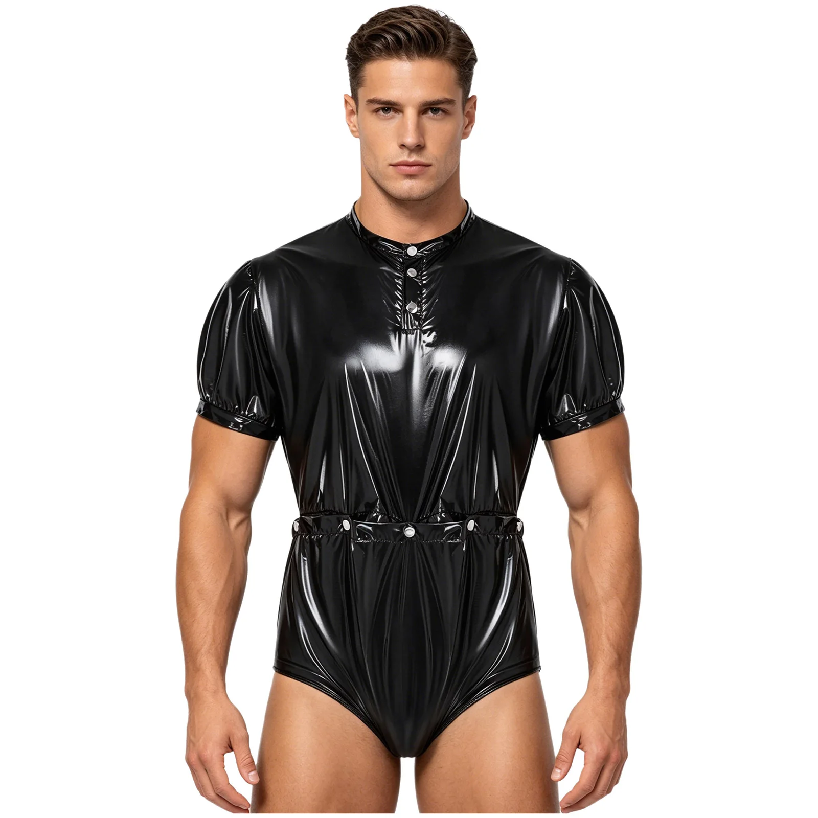 

Swimwear Men Diaper Cover Romper Special Need Clothing Waterproof Adaptive Bodysuit Swimsuit Short Sleeve Buttoned Waist Bottoms