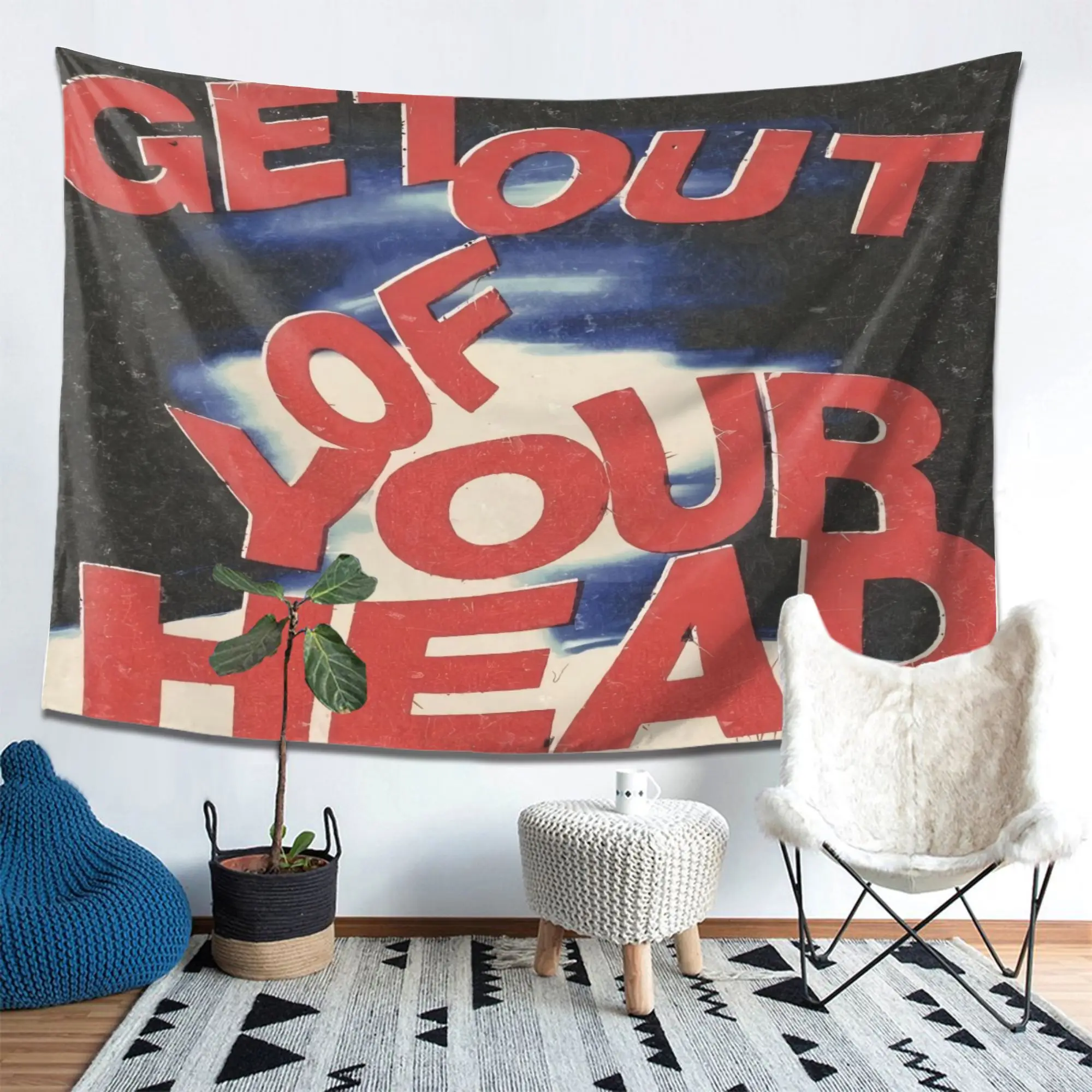 VIKAMA Retro Vintage Vintage Slogan Tapestry American Living Room Atmosphere Decoration Back Room Decoration Home Decoration