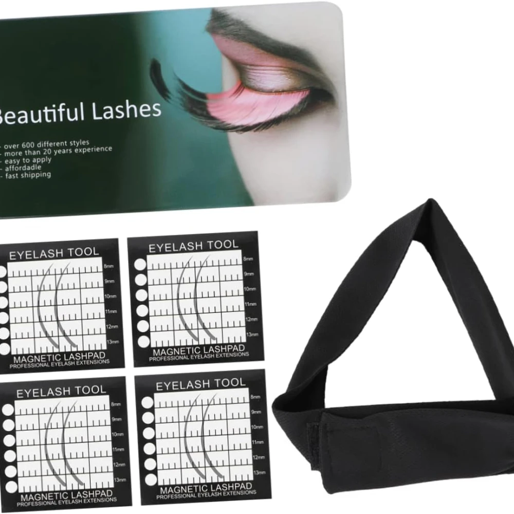 Diadema magnética para extensión de pestañas con 4 almohadillas, soporte para pestañas, bufanda para una aplicación uniforme más rápida