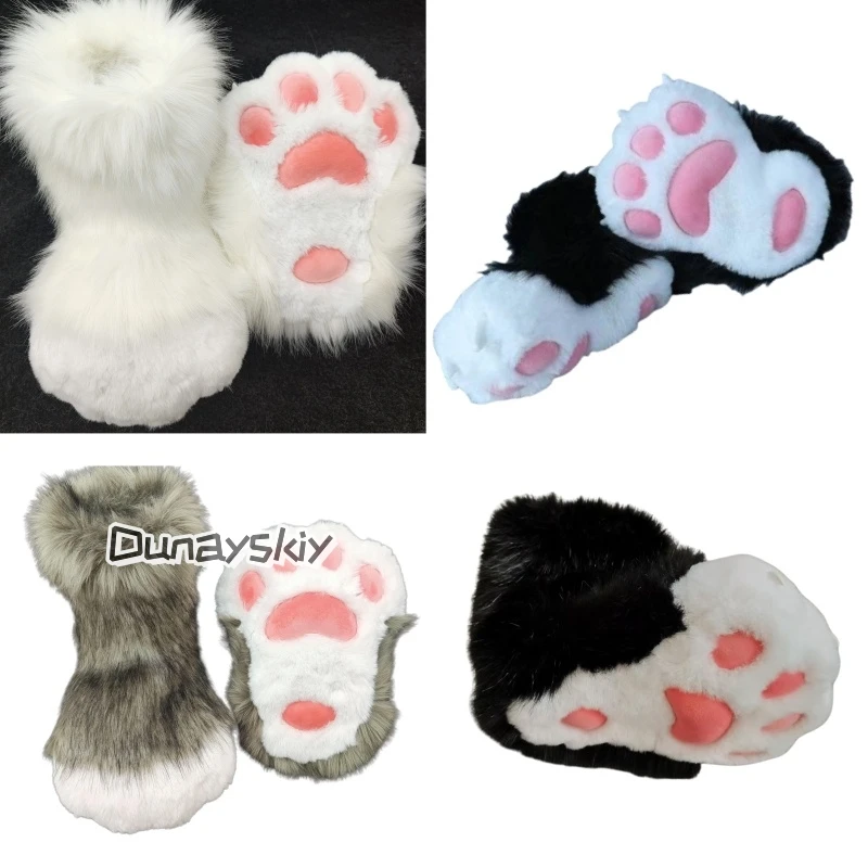 Fursuit تأثيري باو أحذية فروي تأثيري كيغ أحذية لطيف رقيق الحيوان الأحذية