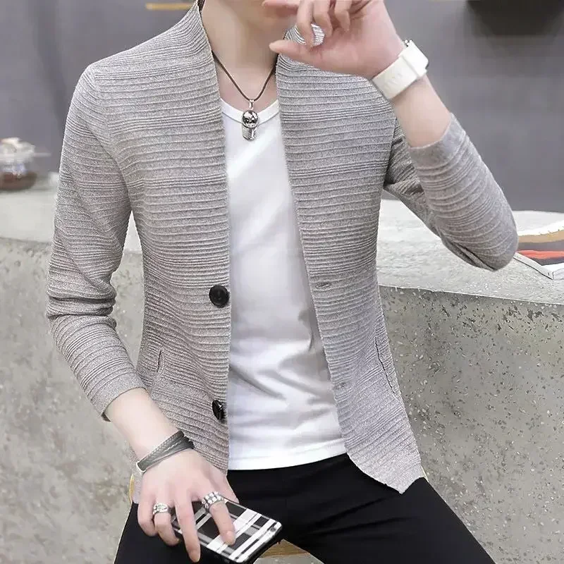 

Knit Sweater Male Jacket Cardigan Men's Clothing Coat Black Smooth No Hoodie Jumpers Wool Cheap Korean Fashion 2024 Autumn A Old