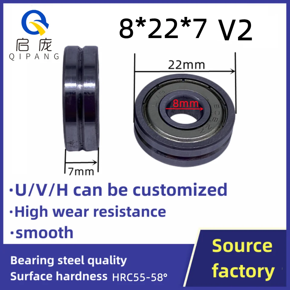 

608Z 8*22*7 V1.5*0.7 Wire & Cable Guides Wire Roller Guides and Straightening Rollers, Needle Wire Guide Roller Crosses Bearing