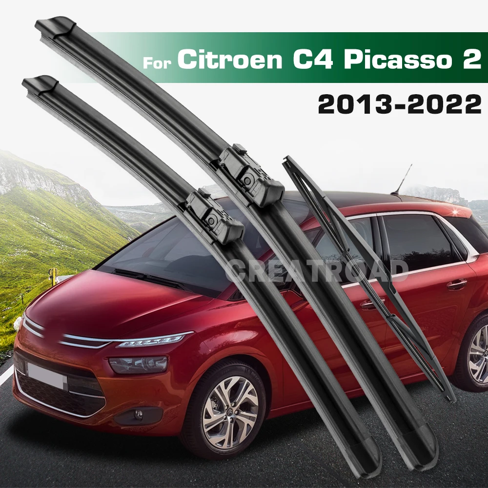 

GREATROAD Wiper LHD&RHD Front & Rear Wiper Blades Set For Citroen C4 Picasso 2 2013 - 2022 Windshield Windscreen Window Brushes