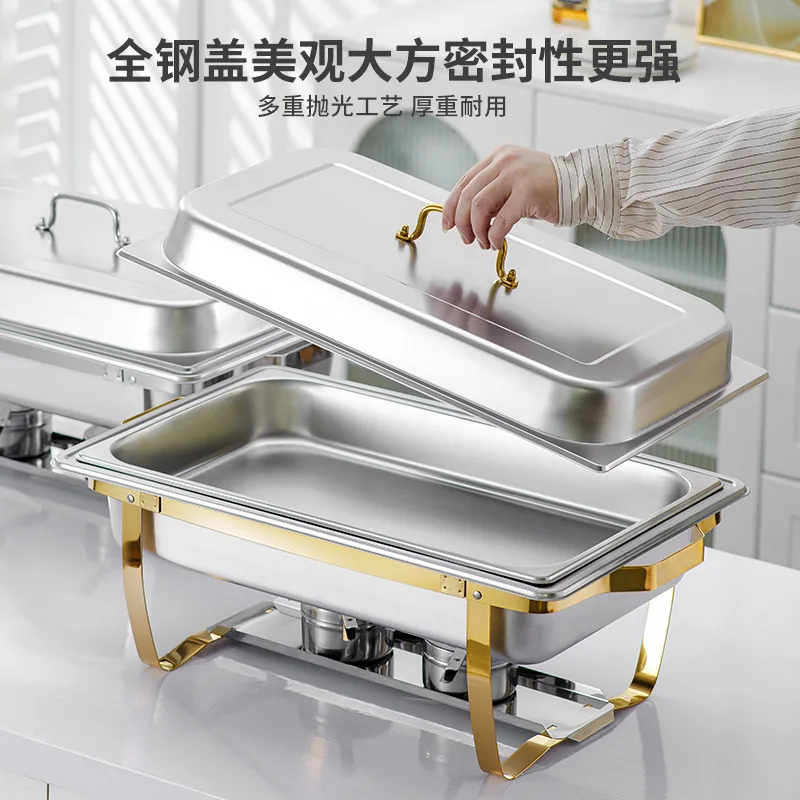 Stainless steel restaurant stove hotel buffet rectangular foldable flip commercial thermal insulation