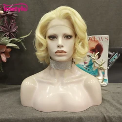 Imstyle 613 Blonde Wig Short Synthetic Lace Front Wig Pink Orange Wig For Women Heat Resistant Fiber Cosplay Wigs 12 inch