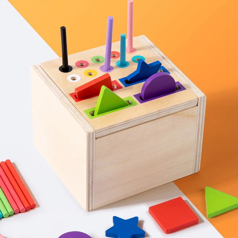 Children Montessori Educational Wooden Toy Geometrical Shape Sorter Color Classification Teaching Aids Kids Wooden Sensory Toy