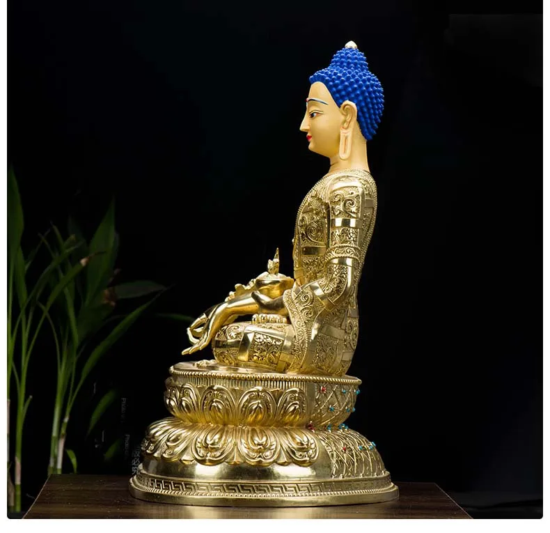 48CM large High-grade Buddha statue Asia Buddhism Nepal Gilding Sakyamuni Medicine Buddha statue bless Safety luck