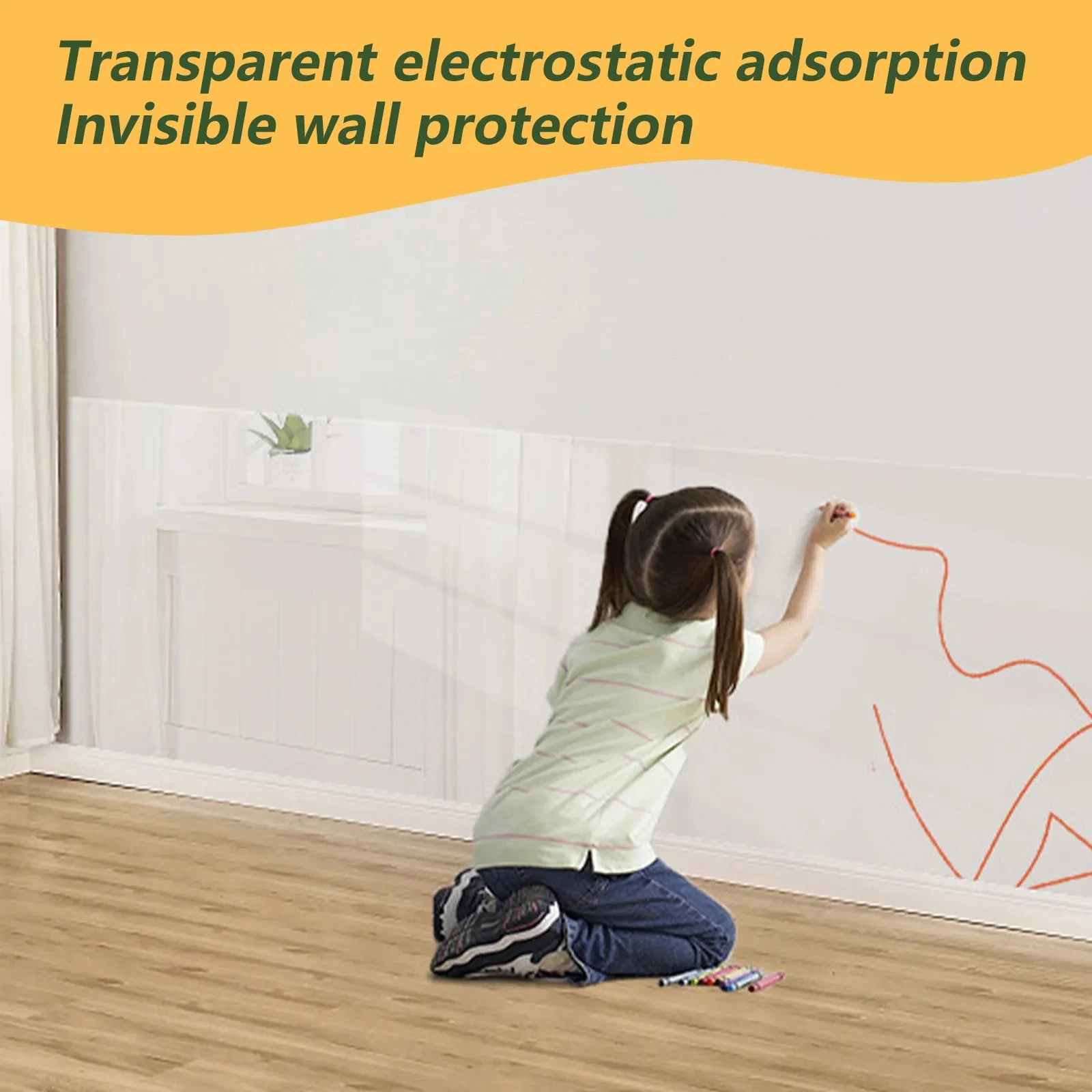 Transparent Electrostatic Model That Does Not Damage The Wall Is Suitable For Smooth Gray Wall And Tile Wall Protection Stickers