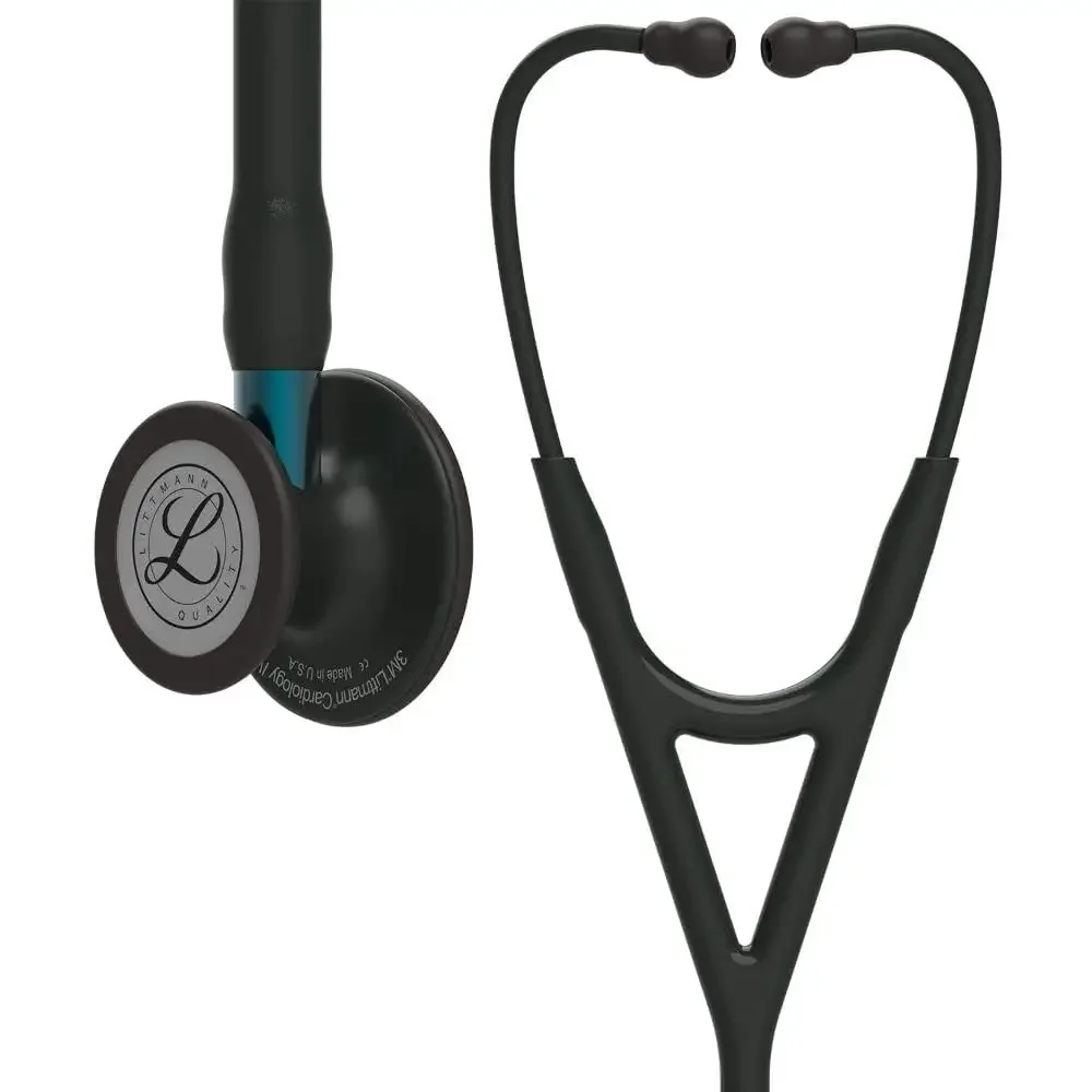 6201 3M Littmann Cardiology IV Stethoscope, 6201, black tube, black chestpiece, blue stem