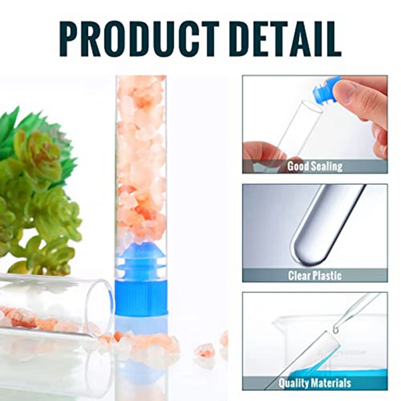 100 Pcs Test Tubes Plastic Accessories With Lids 16 X 100 Mm Clear Plastic Tubes With Capsvials For Science Experiments Bead