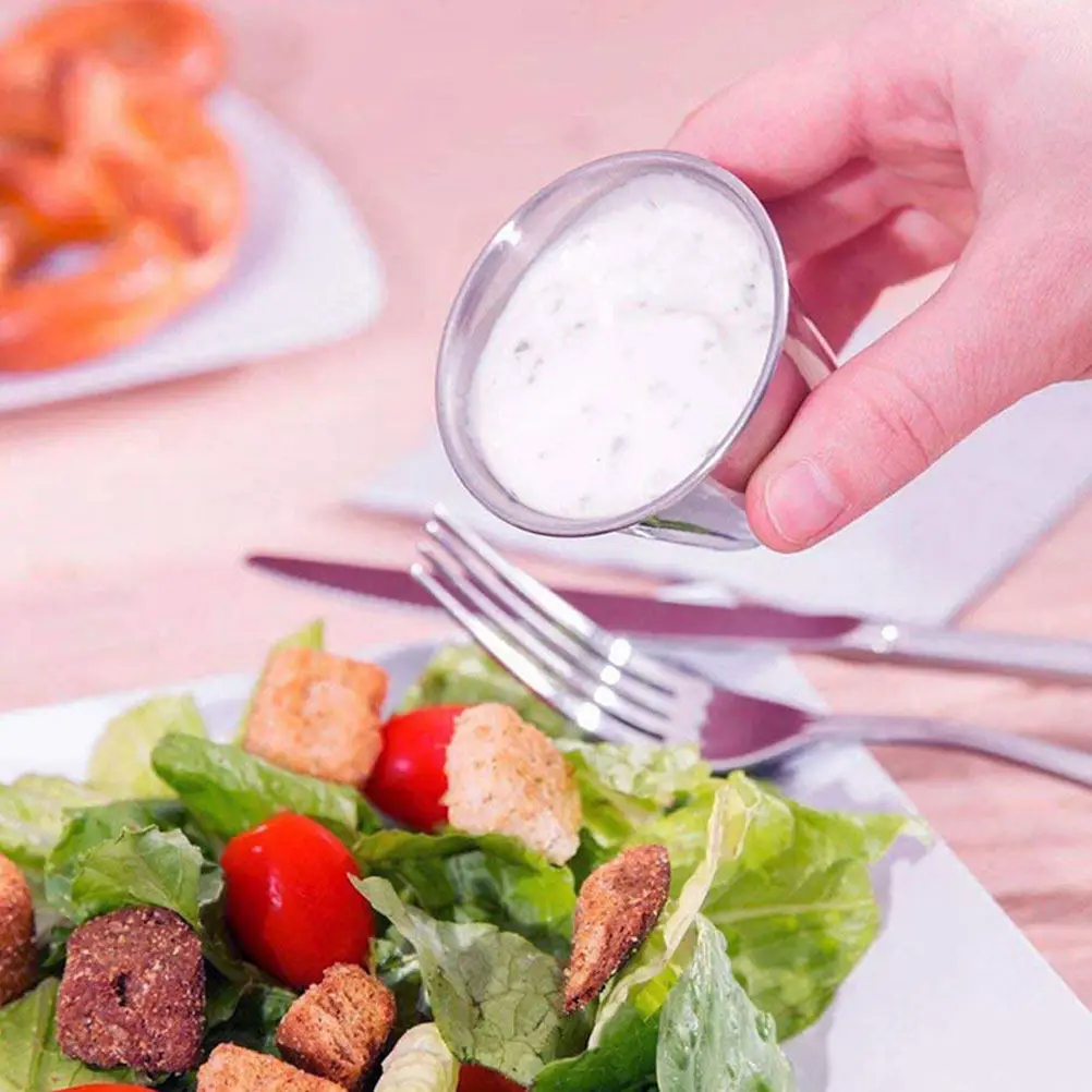 

Набор из 10 стаканчиков для соуса из нержавеющей стали 304, премиум-класса, для приправ, кухонные контейнеры для соусов, для дома, ресторана, улицы