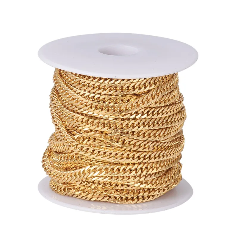 10M 304 Stainless Steel Curb Chains Unwelded Link Chain for Fashion Jewerly Making DIY Bracelet Necklace HIPHOP Craft Supplies