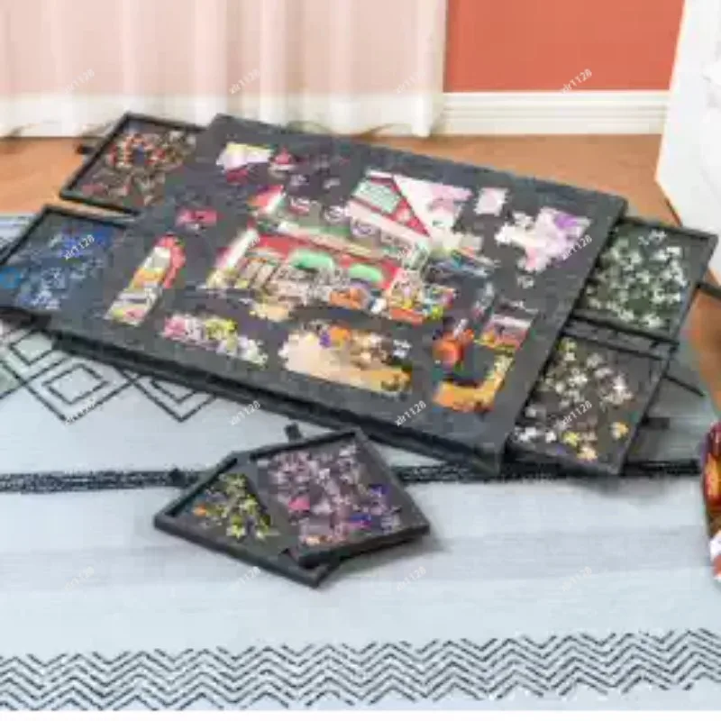Storage Puzzle Workstation with Dustproof Cover Mobile Game Table for Jigsaw