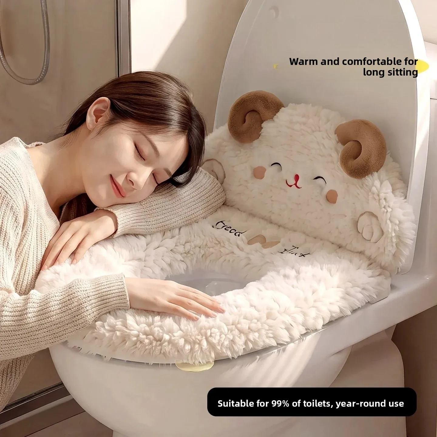 2026年新型トイレシートクッション冬用厚手プラッシュ暖かいオールシーズン対応ユニバーサルトイレシートカバーファスナー式浴室用品
