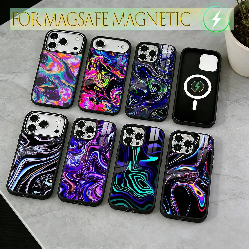 

Psychedelic trippy Holographic Phone Case For iPhone17,16,15,14,13,12,11 Plus,Pro Magnetic with Magsafe Wireless Charging